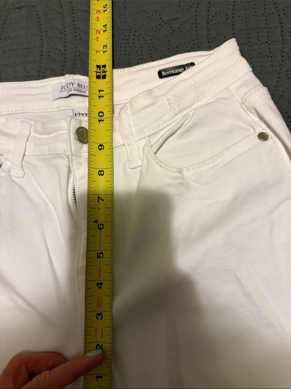 NWOT Judy Blue White Boyfriend Distressed Jeans - Picture 6 of 7